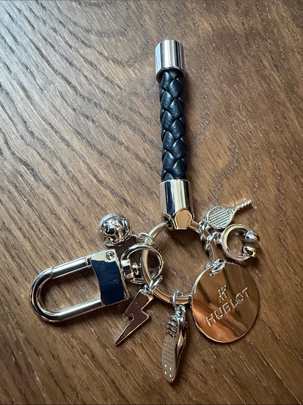 Hublot Black Braided Leather & Silver-Tone Charm Key Holder